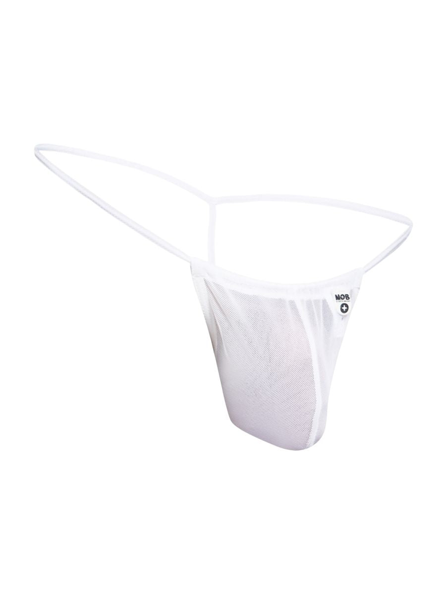 MaleBasics MBL59 Mens Sinful Thongs with Narrow Straps White Mesh
