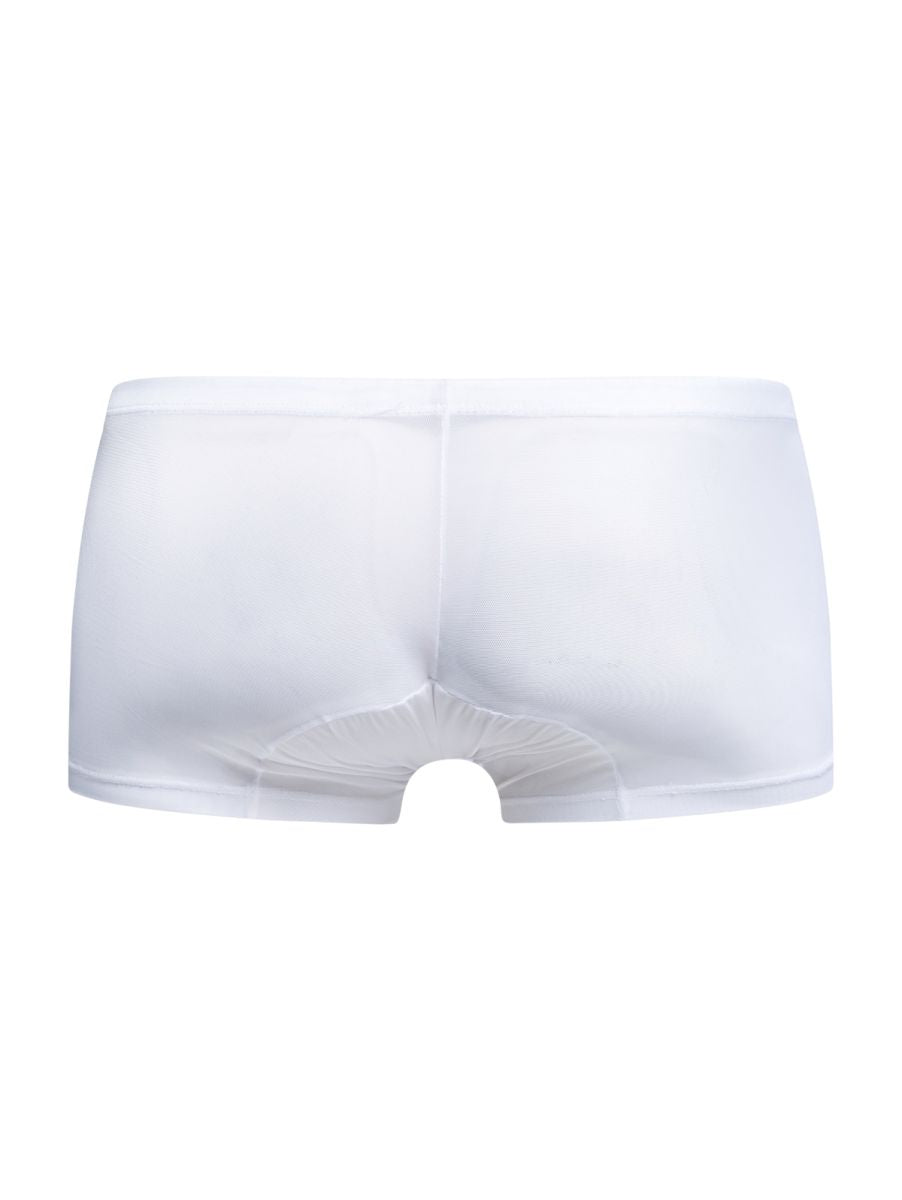 MaleBasics MBL78 Mens Sexy Barely There Trunks White Mesh
