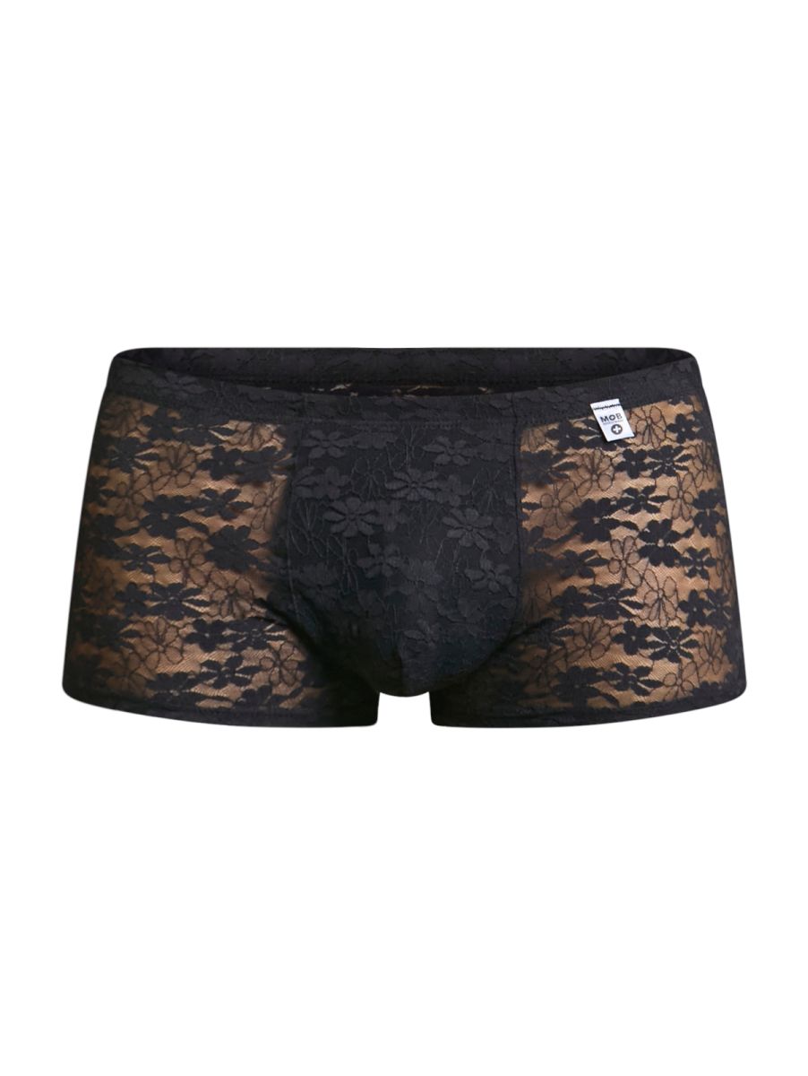 MaleBasics MBL84 Mens Classic Pouch Trunks Black Lace