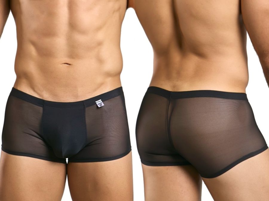MaleBasics MBL84 Mens Classic Pouch Trunks Black Mesh