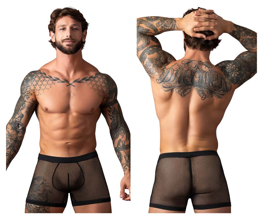 Male Power 152-11C Mens Sexy Fishnet 2 Pouch Short Black