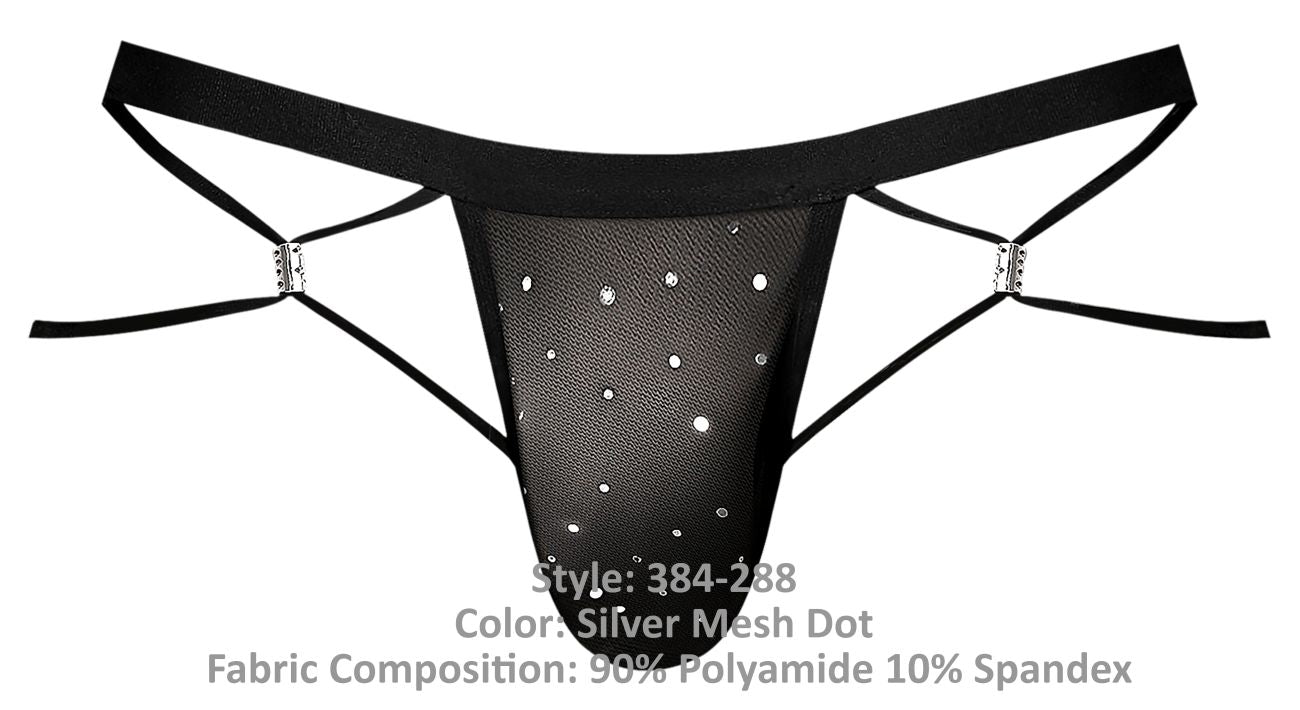 Male Power 384-288 Show Stopper Jock Black Silver Mesh Dot