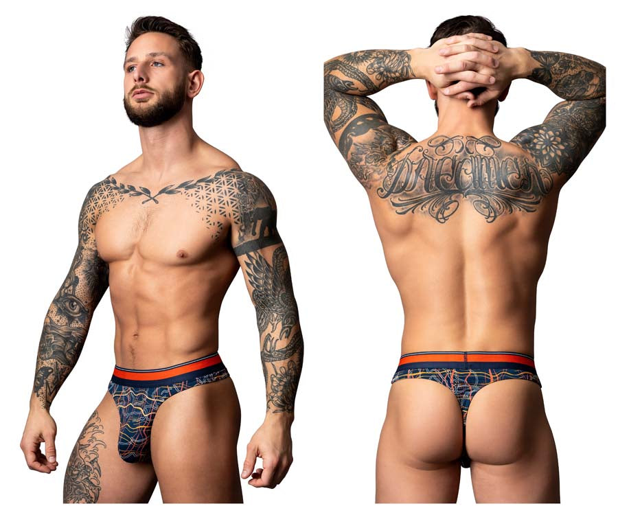 Male Power 412-299 Soo Cumfy Male Thong Navy-Orange