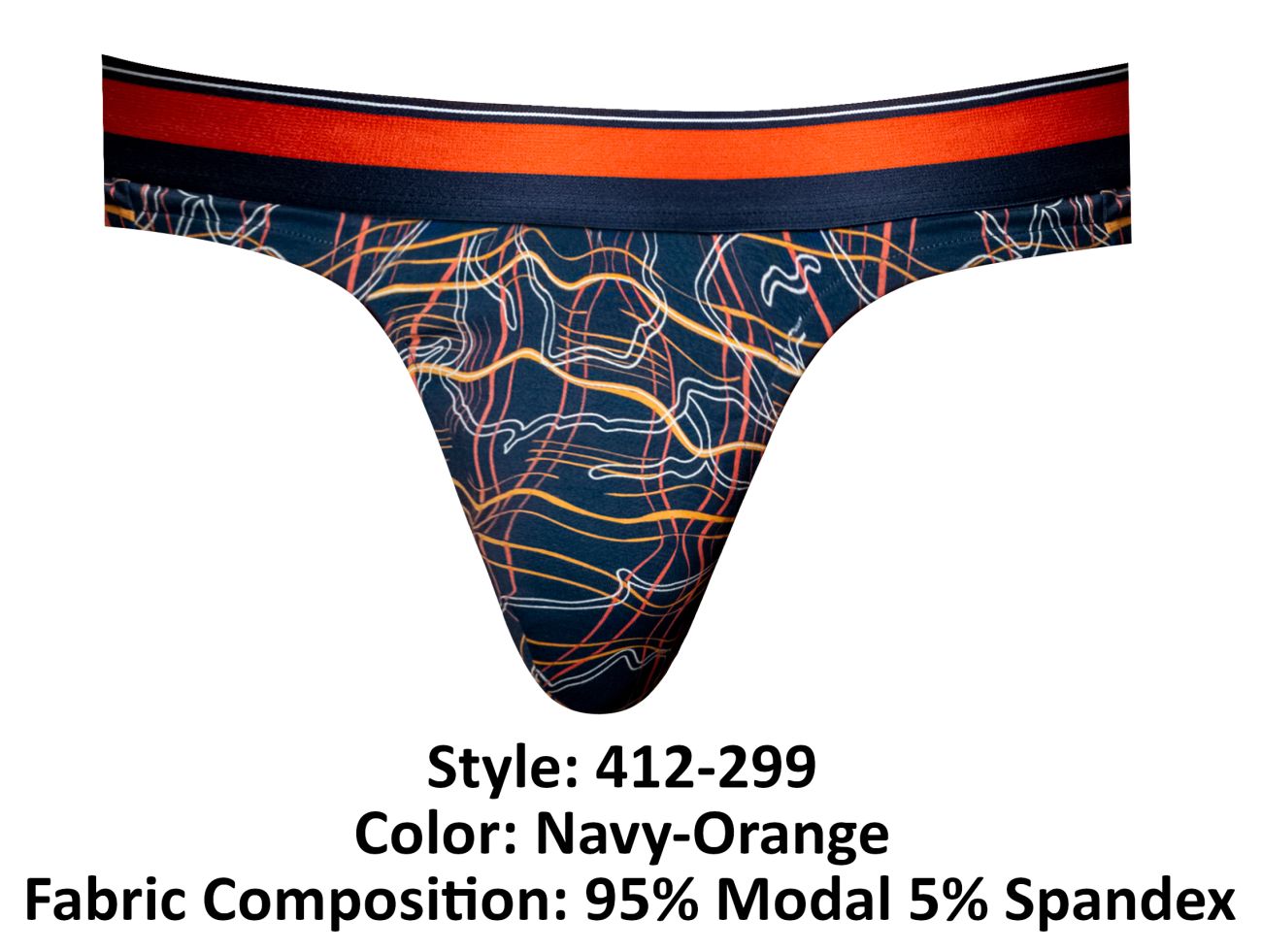 Male Power 412-299 Soo Cumfy Male Thong Navy-Orange