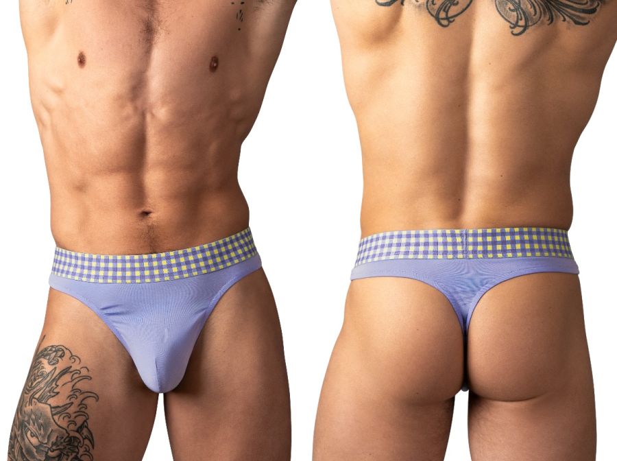 Male Power 413-306 Mens So Comfy Gingham Thong Purple