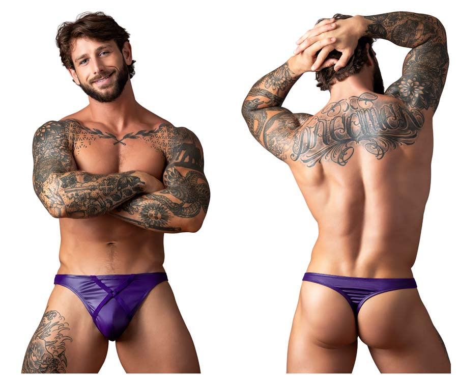 Male Power 447-302 Eggplant Crossover Mens Sexy Thong Plum