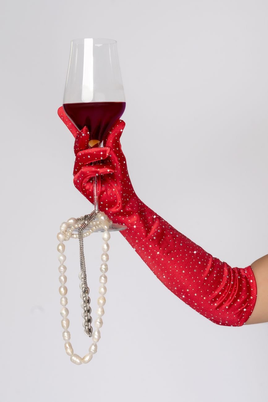 Mapale 135 Satin Rhinestone Opera Gloves