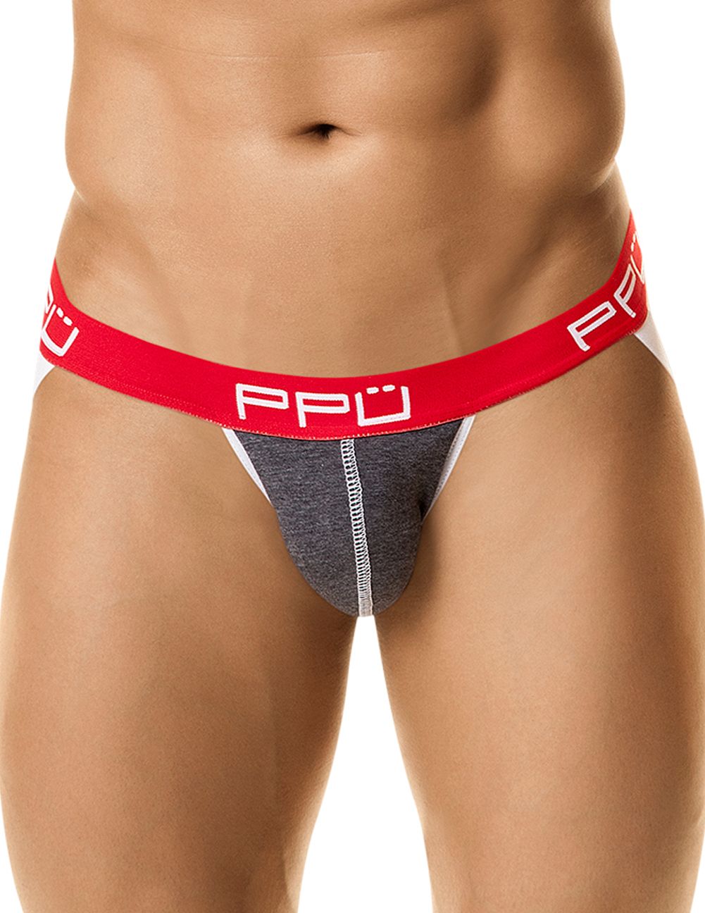 PPU 1308 Cotton Jockstrap Gray-Red