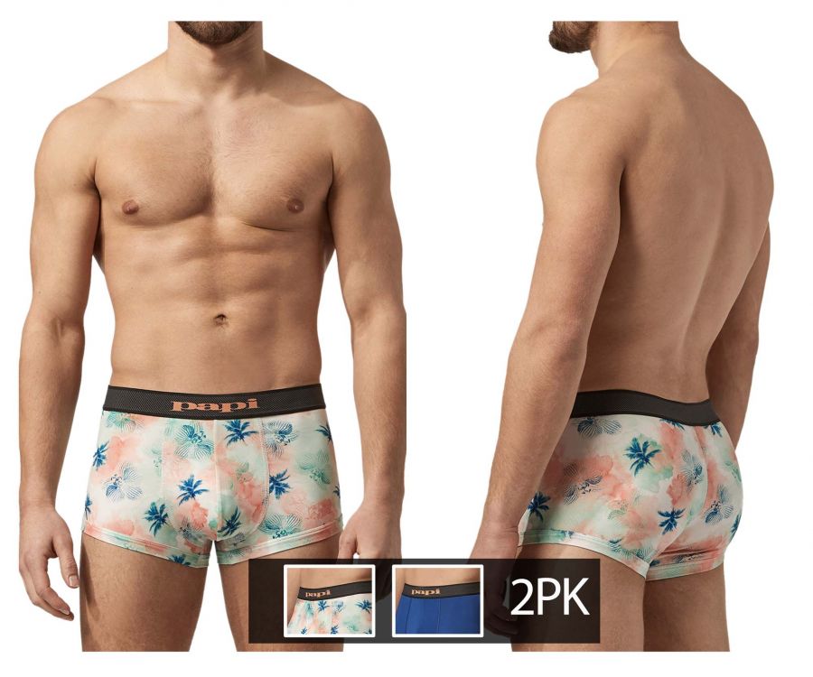 Papi UMPA074 2PK Microflex Brazilian Trunks Tropics-Blue