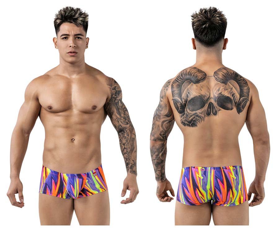 Pikante 1828 Abstract Colourful Festive Mens Trunks Purple Multi