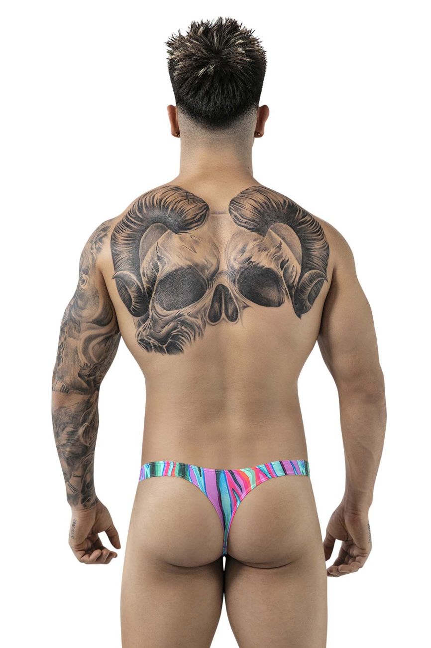 Pikante 1829 Mens Abstract Colourful Festive Thongs Green Multi