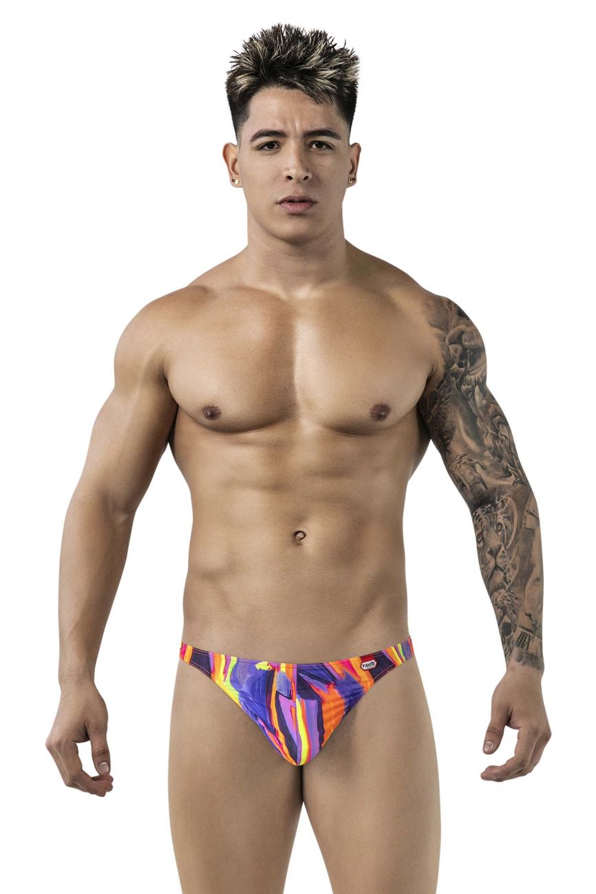 Pikante 1829 Mens Abstract Colourful Festive Thongs Purple Multi