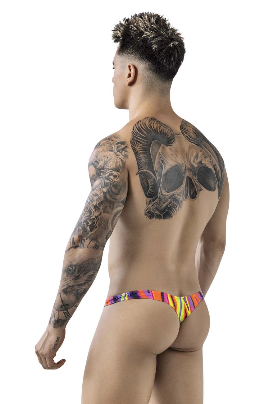 Pikante 1829 Mens Abstract Colourful Festive Thongs Purple Multi