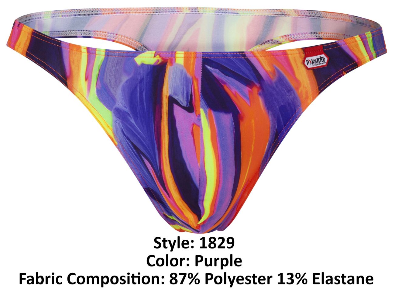Pikante 1829 Mens Abstract Colourful Festive Thongs Purple Multi