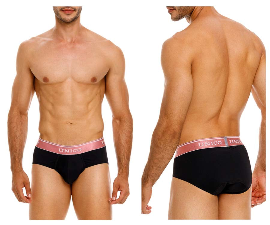 Unico 24110101108 Oro Rosa Mens Comfortable Soft Briefs Black