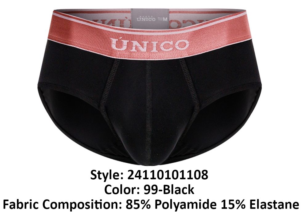 Unico 24110101108 Oro Rosa Mens Comfortable Soft Briefs Black