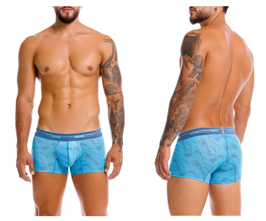 Unico 25040100101 Estraza Mens Boxer Briefs Trunks Blue