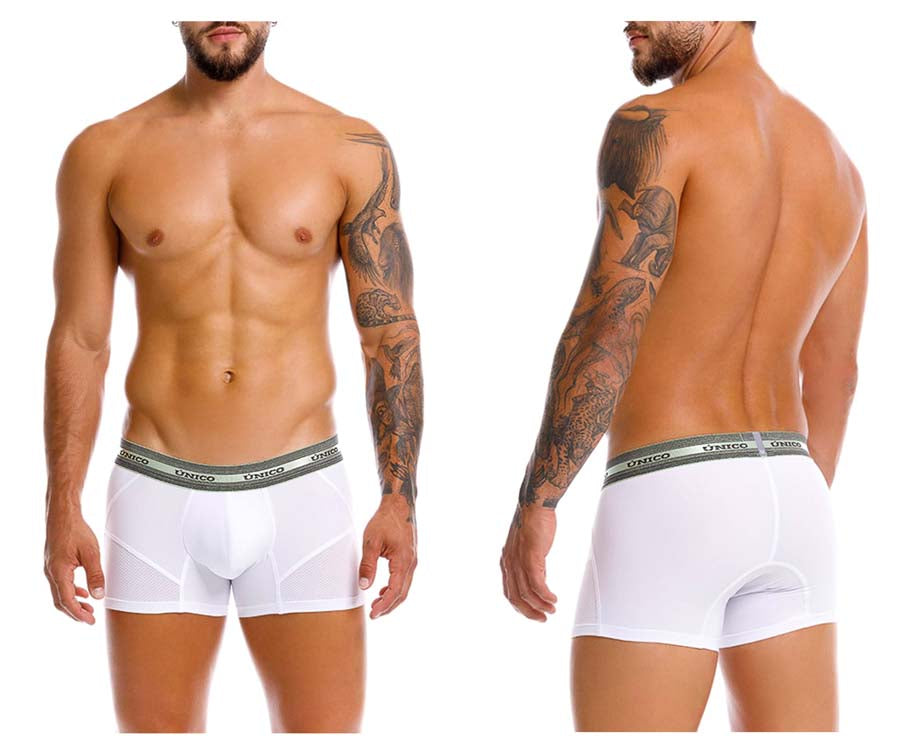 Unico 25040100122 Sensacion Mens Boxer Briefs Trunks White