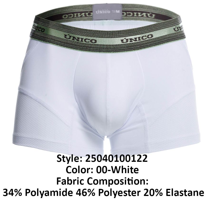 Unico 25040100122 Sensacion Mens Boxer Briefs Trunks White