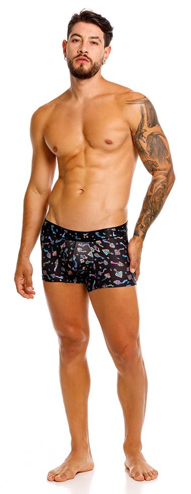 Unico 25060100103 Hongos Mens Vibrant Print Trunks Black Plus Sizes