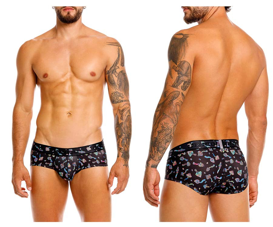 Unico 25060101103 Hongos Mens Snug Fit Briefs Black Print Plus Sizes