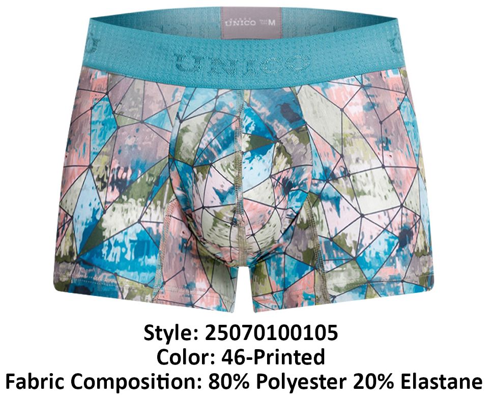 Unico 25070100105 Mens Vitral Trunks Printed Plus Sizes