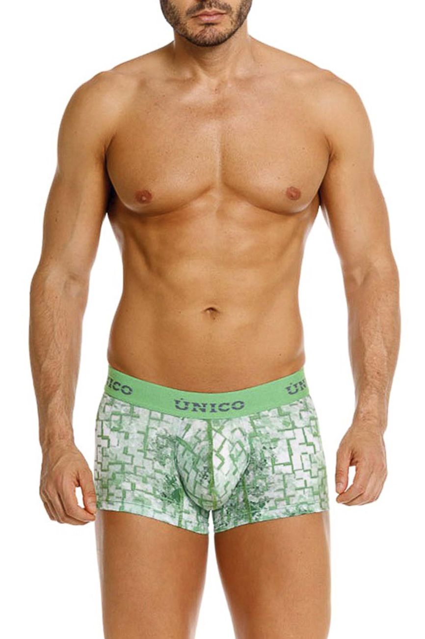 Unico 26020100102 Piramide Mens Geometric Print Trunks Green Plus Sizes