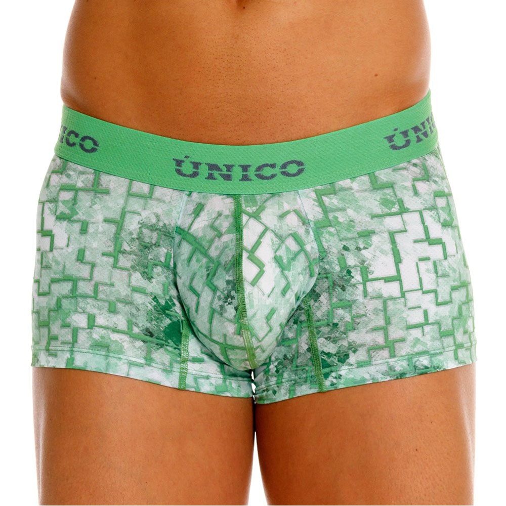 Unico 26020100102 Piramide Mens Geometric Print Trunks Green Plus Sizes