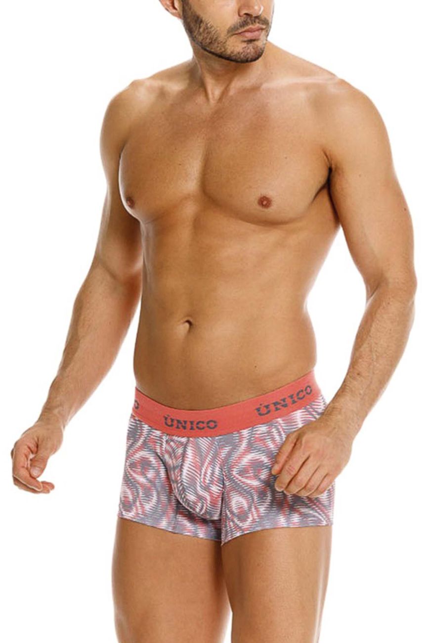Unico 26020100116 Acanalado Mens Modern Swirl Print Trunks Pink Plus Sizes