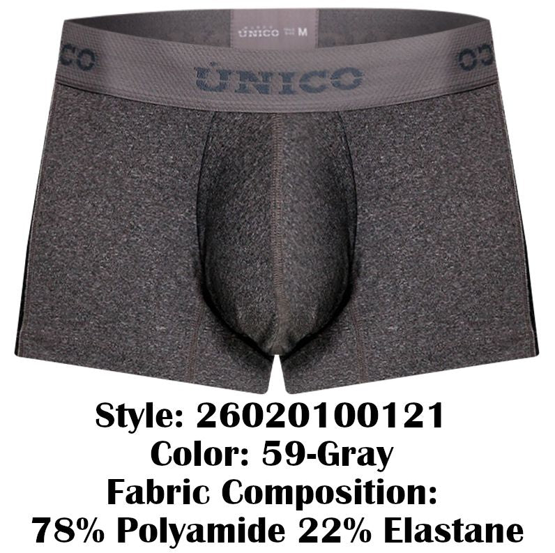 Unico 26020100121 Brio Male Power Up Your Everyday Trunks Gray Plus Sizes
