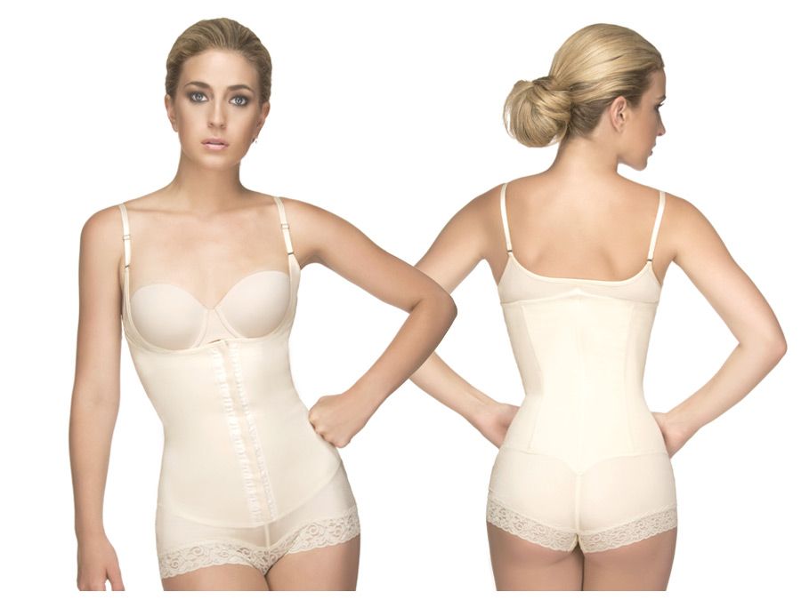 Vedette 136 Megane Open Bust Bodysuit w/ Lace Trim.