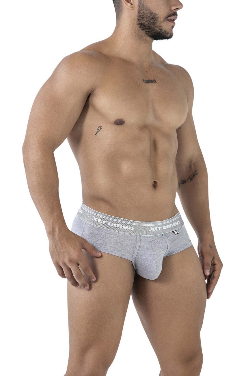 Xtremen 41315 Mens Cotton Blend Wide Side Briefs Jasper Gray