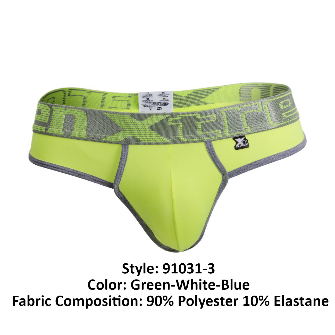 Xtremen 91031-3 3PK Piping Thongs Green-White-Blue