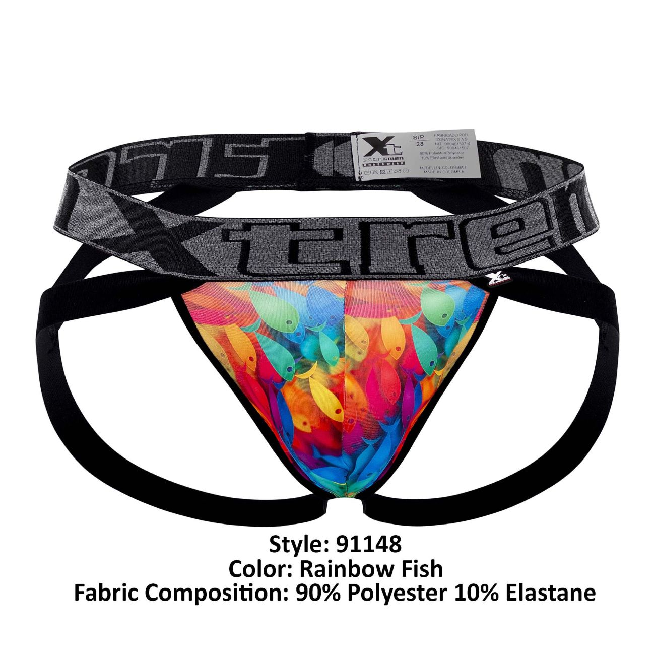 Xtremen 91148 Printed Microfiber Jockstrap Rainbow Fish