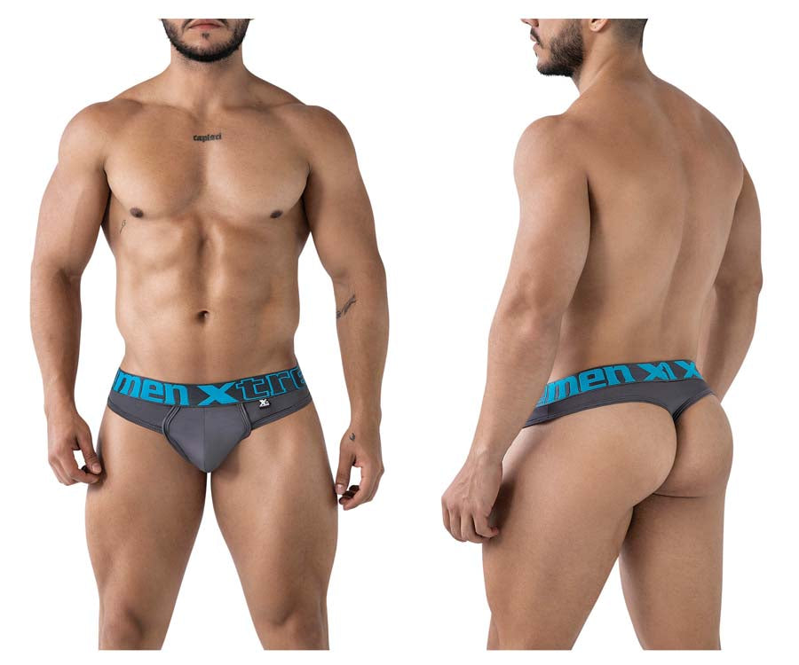 Xtremen 91208B Microfiber Mens Thongs Gray