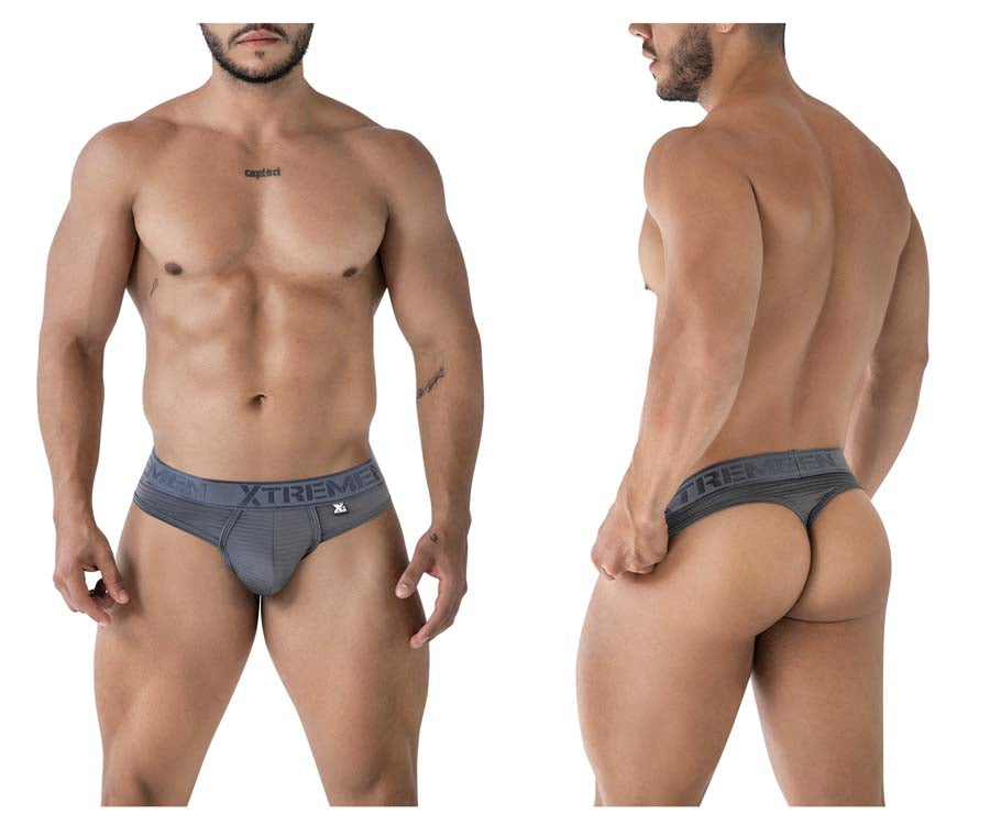 Xtremen 91211B Mens Soft Microfiber Thongs Gray