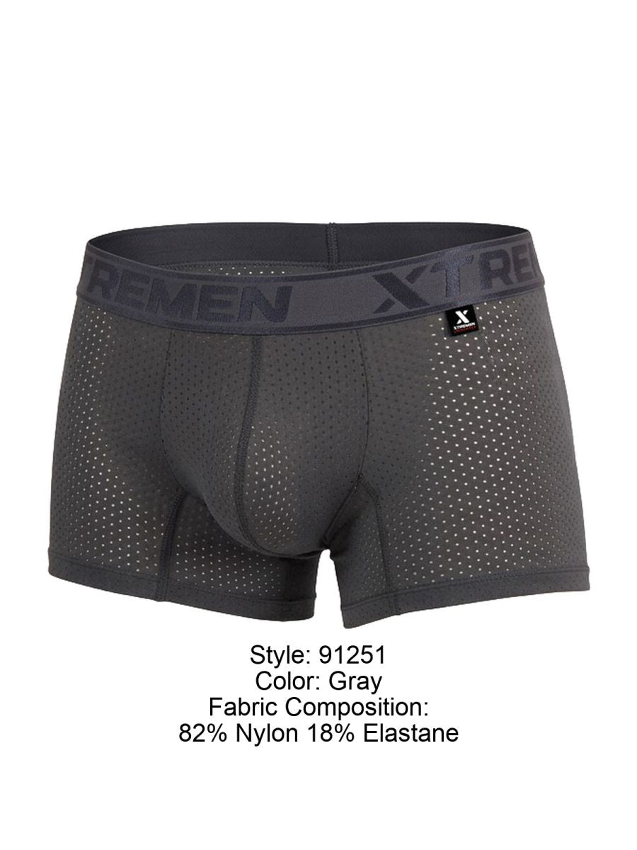 Xtremen 91251 Xtremen Mens Micro-Perforated High Performance Boxer Briefs Gray