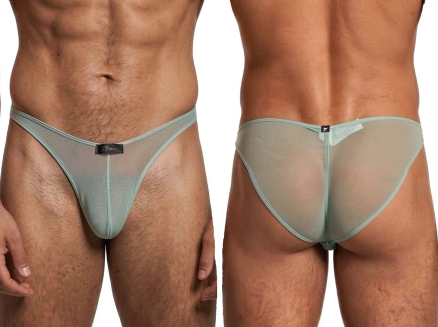 Xtremen 91264 Mens Microfiber See-through Mesh Bikini Brief Green