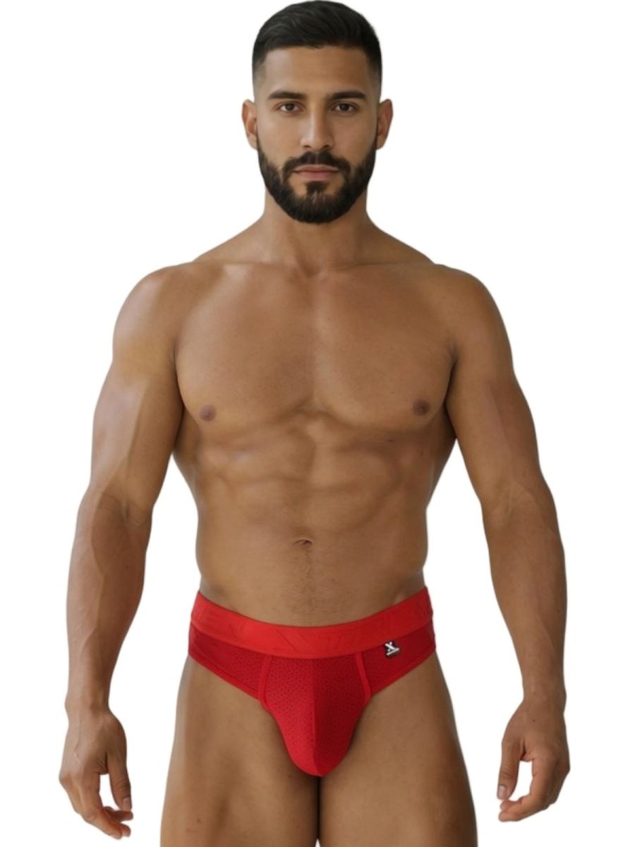 Xtremen 91268 Elite Mens Athletic Micro-Perforated Performance Thongs Red