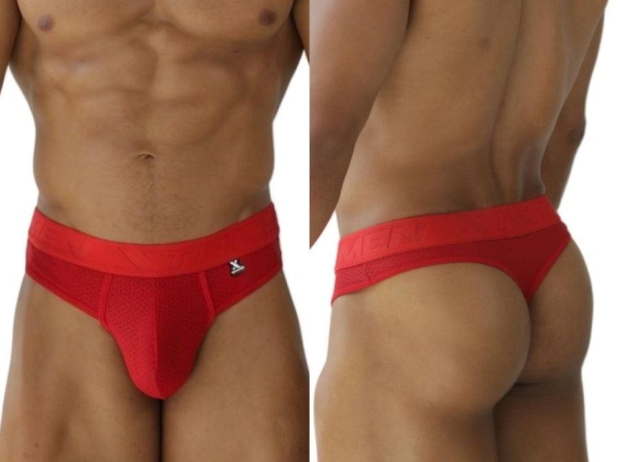 Xtremen 91268 Elite Mens Athletic Micro-Perforated Performance Thongs Red