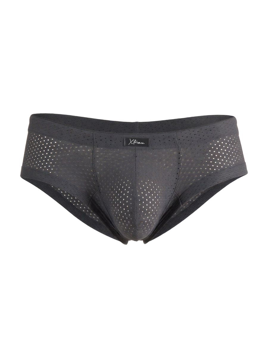 Xtremen 91269 Mens Sleek V-Cut Performance Mesh Briefs Gray