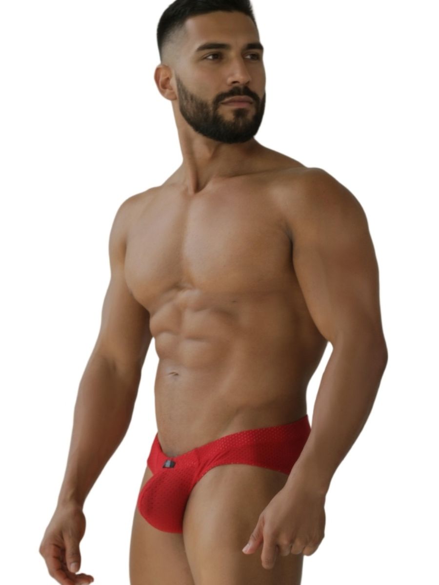 Xtremen 91270 Mens Sleek Low-Rise Perforated Briefs Red