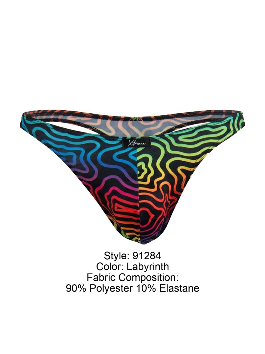 Xtremen 91284 Ultimate Rainbow Expression Men's Thong Labyrinth