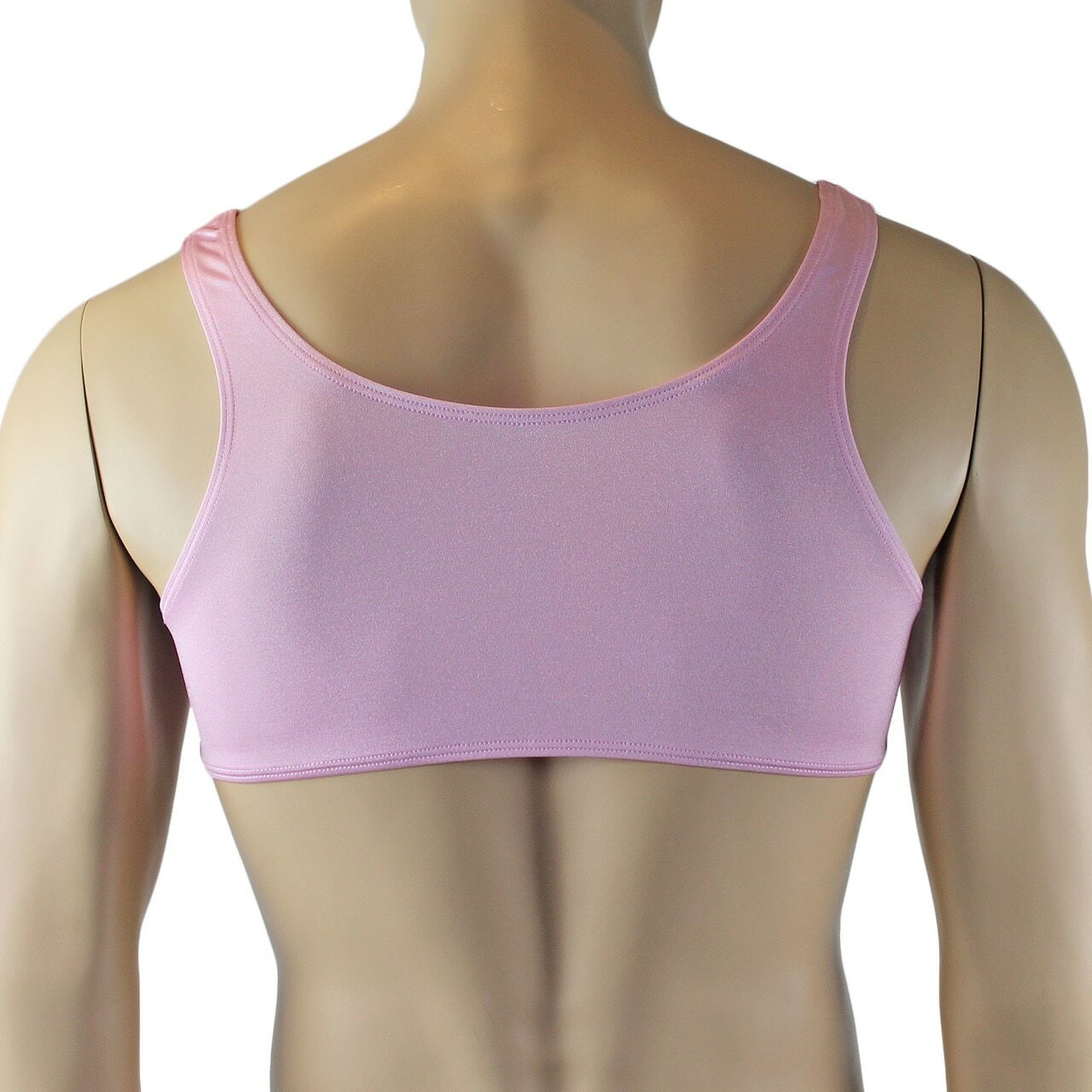 Male Angel Stretch Spandex Bra Top & Matching Thong with Bow Pink