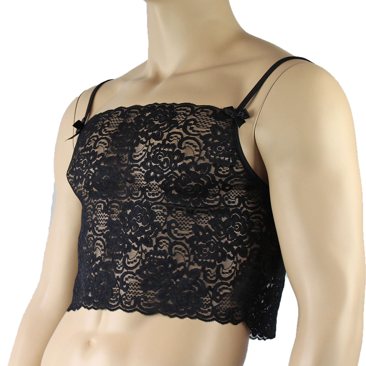 Mens Rebecca Pretty Lace Camisole Top Male Lingerie Black