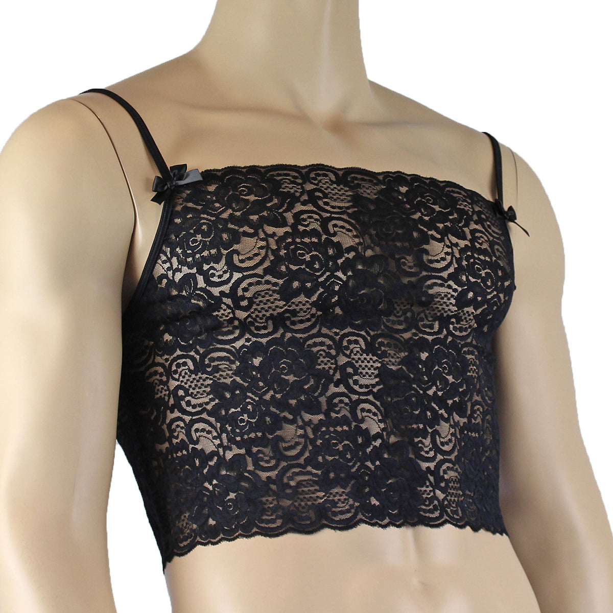 Mens Rebecca Pretty Lace Camisole Top Male Lingerie Black