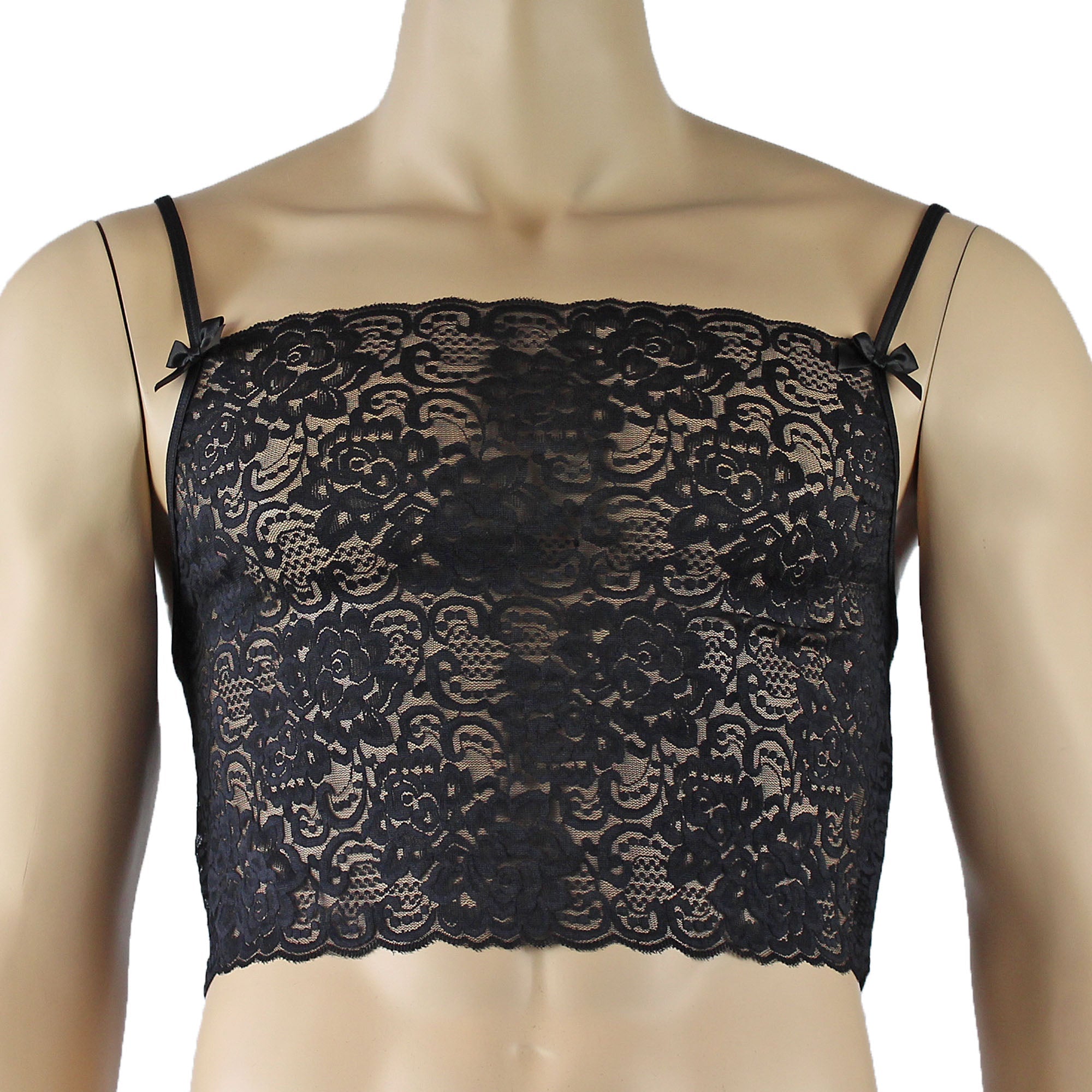 Mens Rebecca Pretty Lace Camisole Top Male Lingerie Black