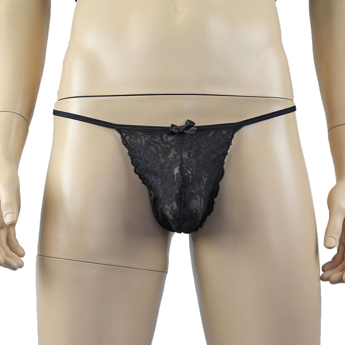 Mens Rebecca Pretty Lace Pouch G string Male Lingerie Black