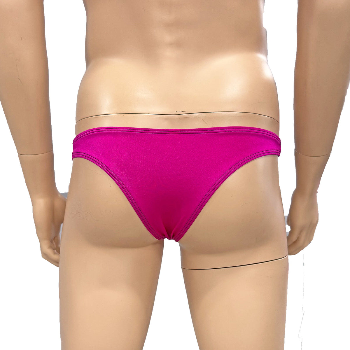 Mens Glamour Spandex Capri Back Bikini Brief Panty (raspberry & black plus other colours)