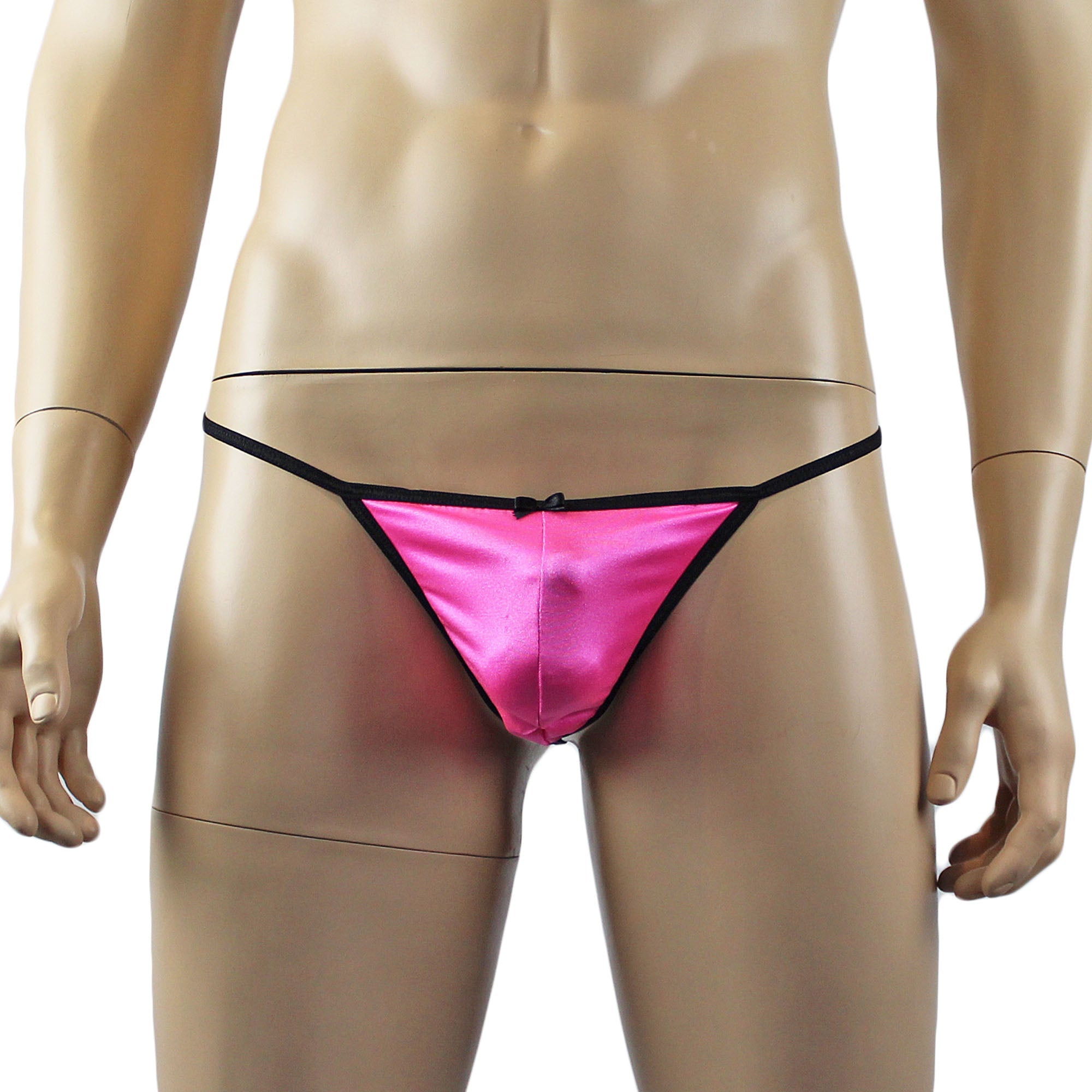 Mens Jenny Shiny Spandex Bra Top & G string Lingerie Hot Pink & Black